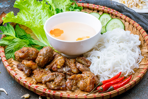 Roast meat and noodles Vietnamese cuisine Bún Chả Hà Nội Gần Đây